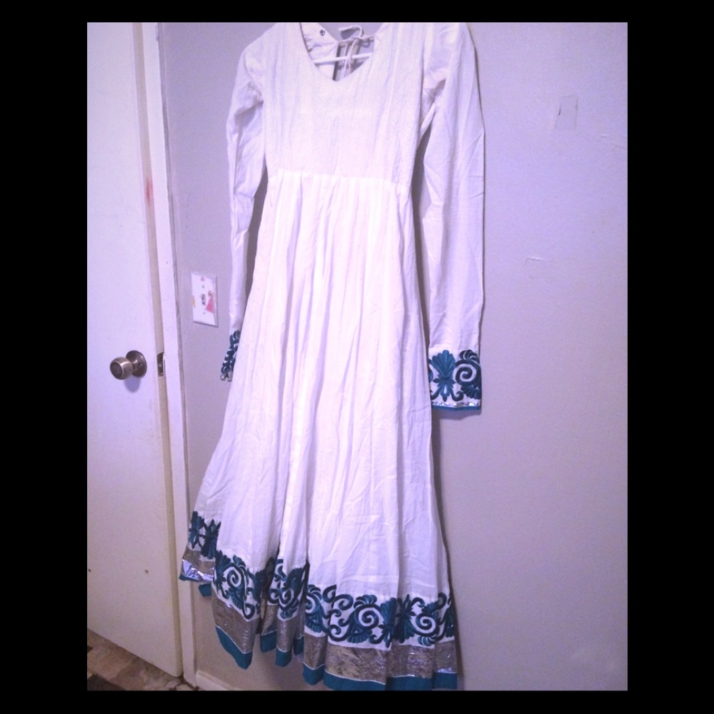 White and blue dress